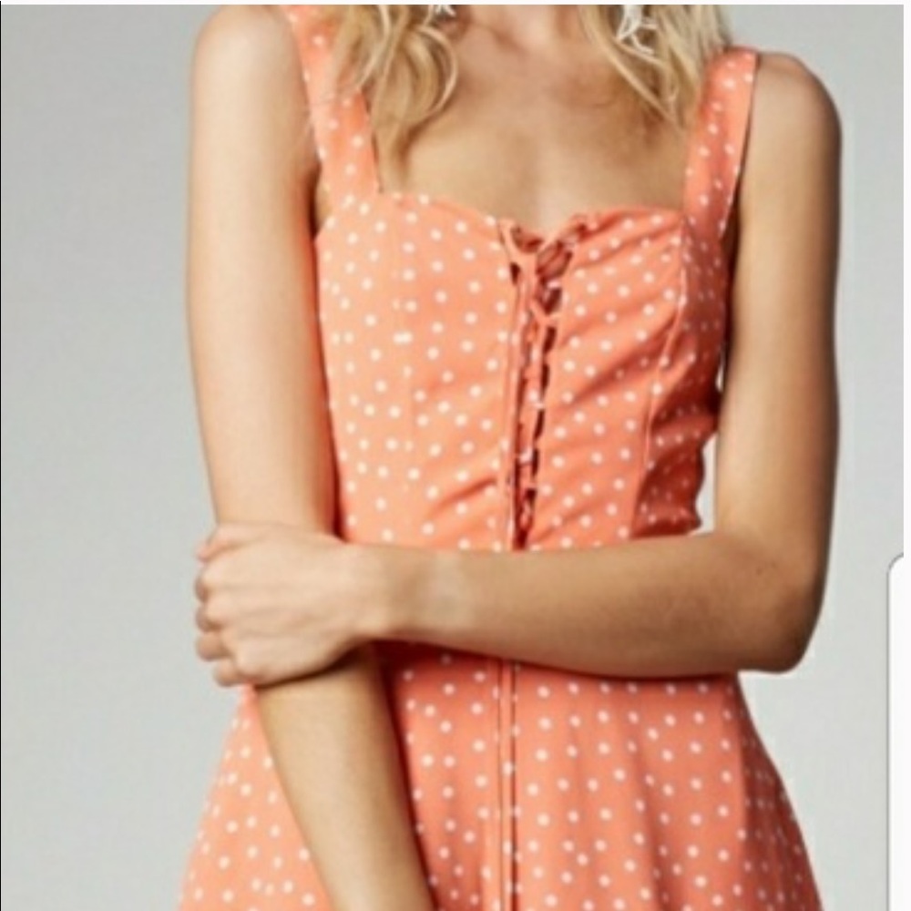 Flynn Skye Leila lace up mini dress in polka dots